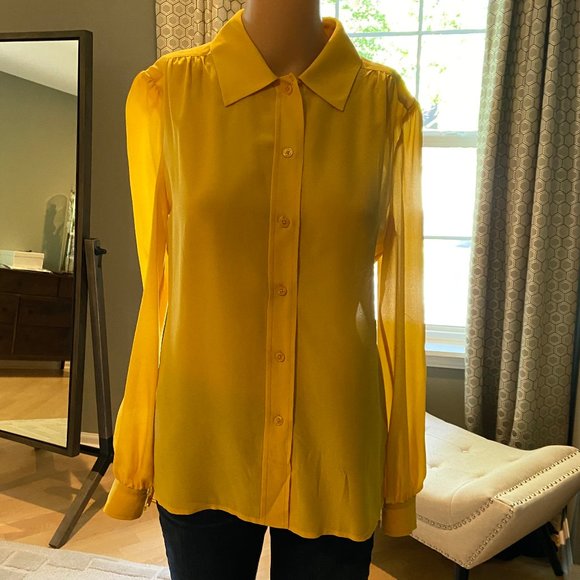 Yellow Tory Burch 100% Silk Blouse - Picture 1 of 4